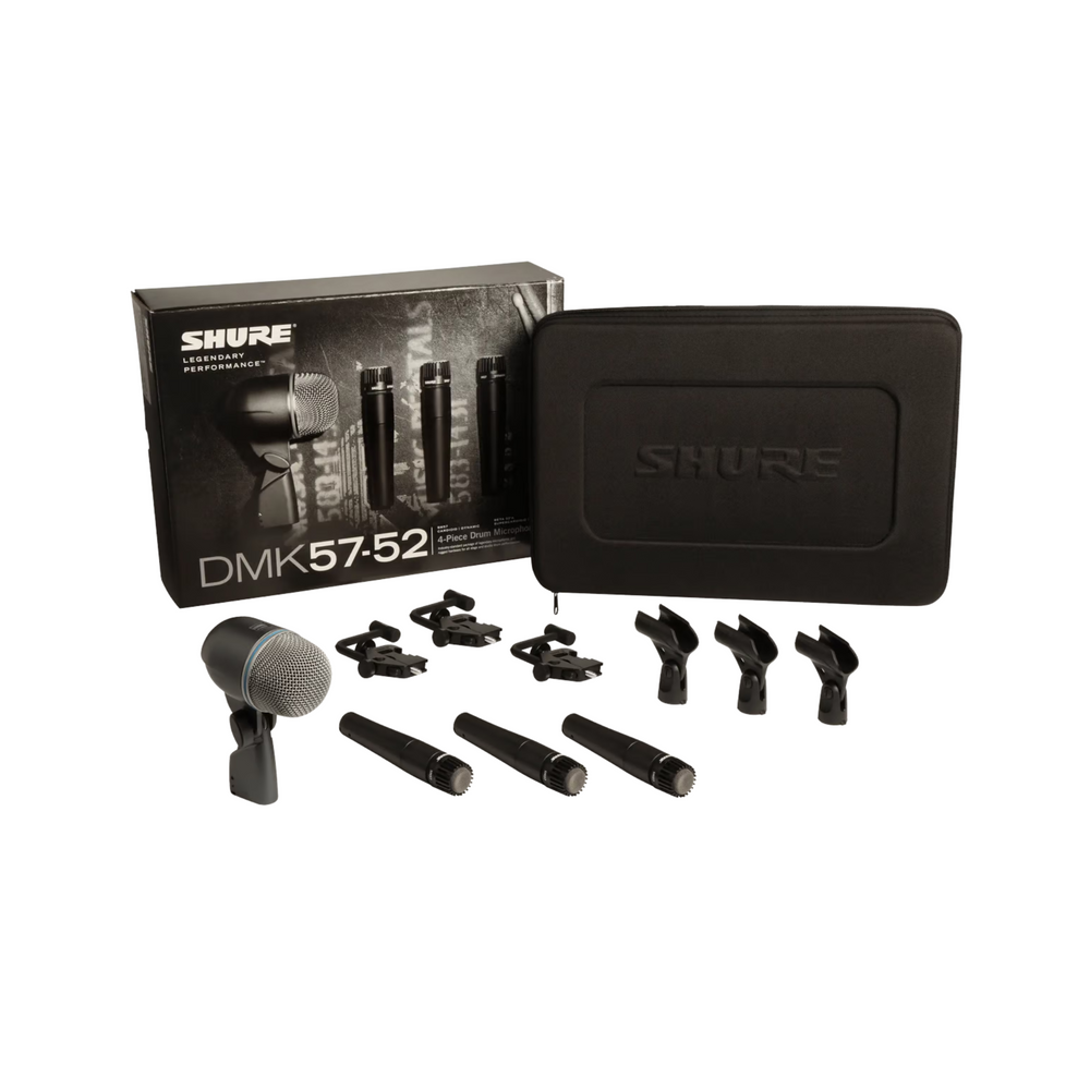 Shure drum microphone kit consisting of; 3x SM57, 1x Beta 52, 1x A56D carry case