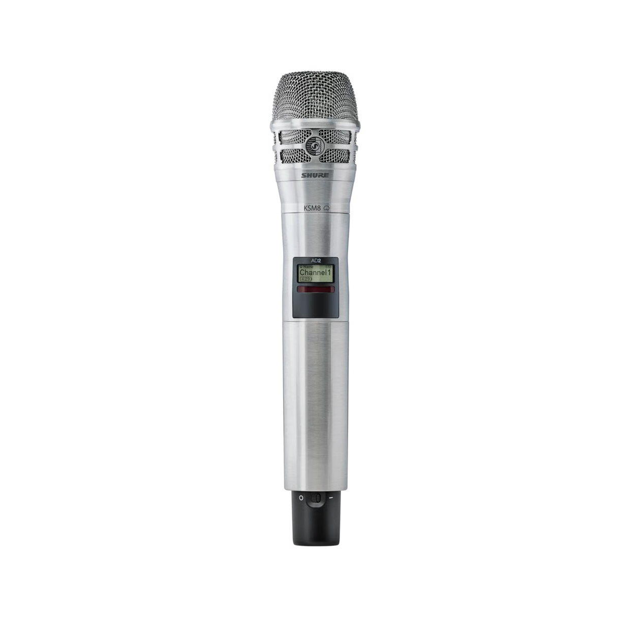 Shure AD2/KSM8 Axient Digital handheld transmitter with KSM8 capsule (606-694 MHz) (nickel)