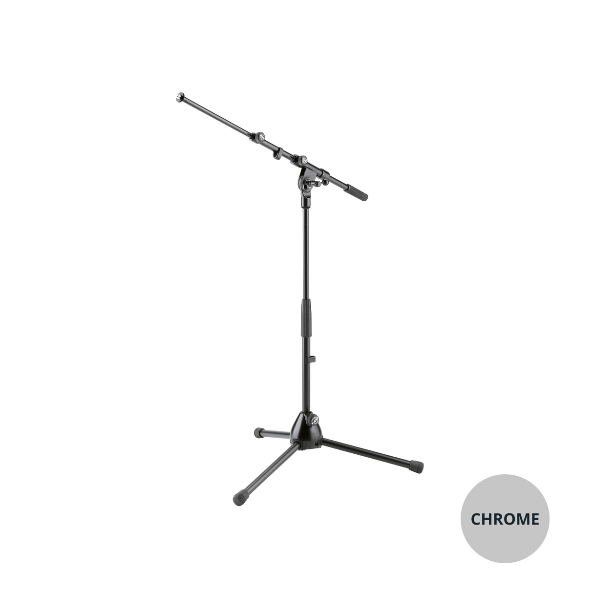 K&M 259 low-level adjustable microphone stand with t-bar 2-piece arm. Chrome