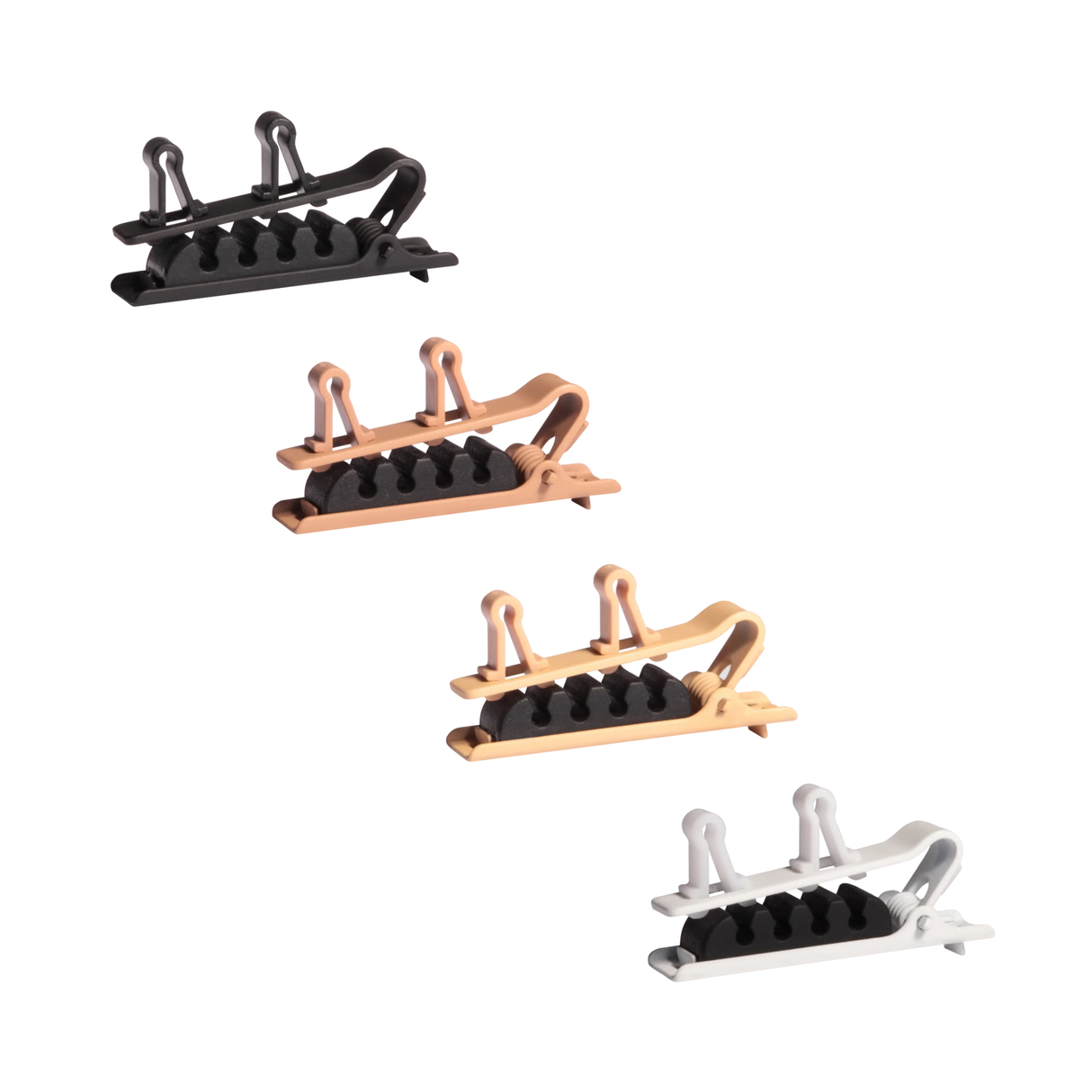 Shure TwinPlex Single Tie Clip, 4 pieces (Mixed Pack: Black, Cocoa, Tan & White)