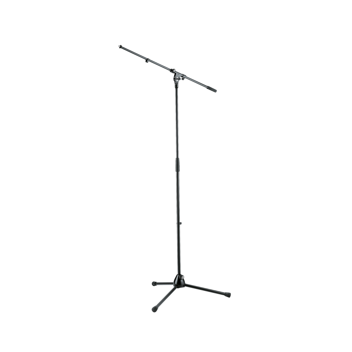 K&M 210/2 adjustable microphone stand with boom arm and t-bar, maximum height 1605mm, black