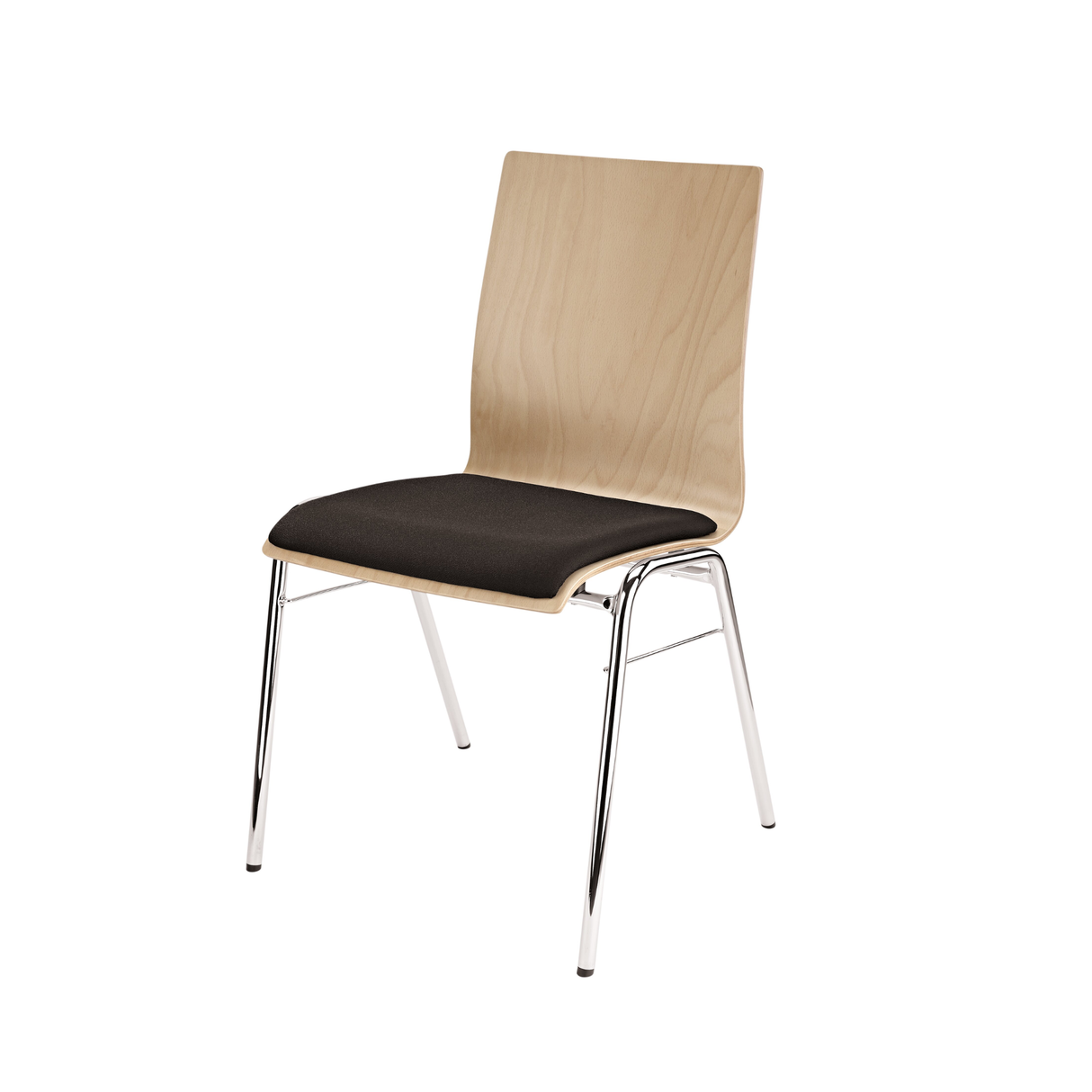 K&M 13410 stacking chair - legs chrome, seating beech wood natural