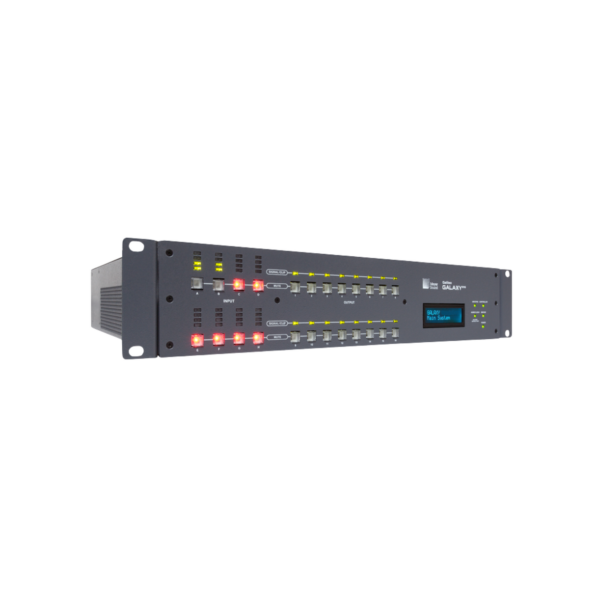 Meyer Sound GALAXY 408, 4-input, 8-output digital processor. 1 RU. EURO cord. Includes Compass contr