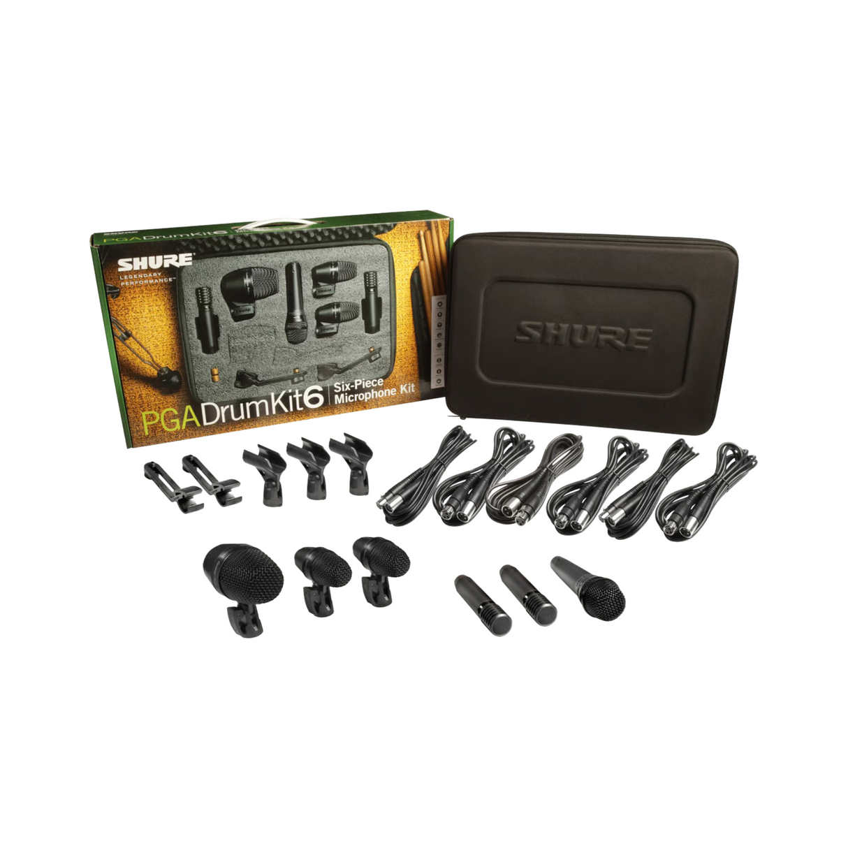 Shure drum set; including 2 x PGA56, 1 x PGA57, 1 x PGA52, 2 x PGA81