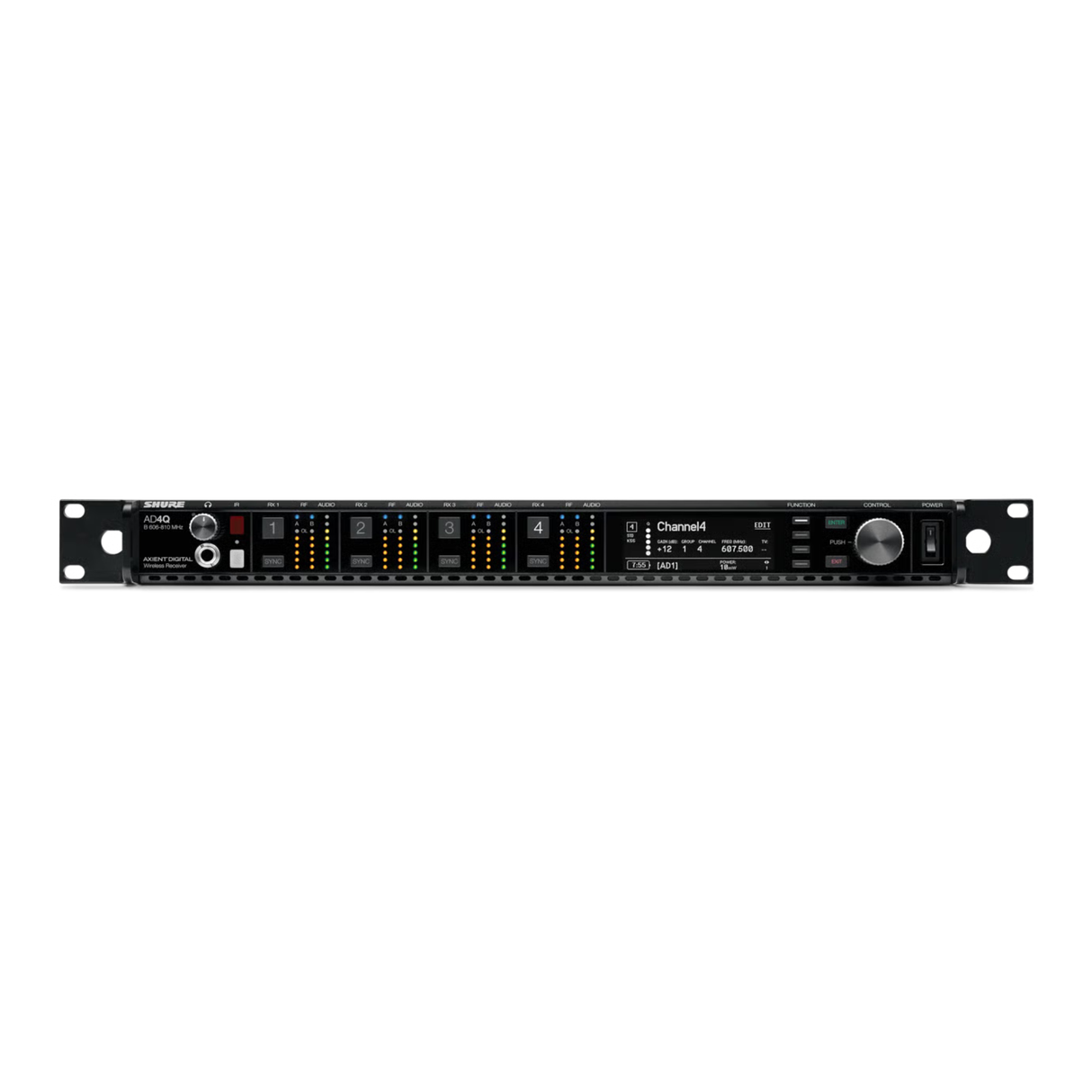 Shure AD4Q Axient Digital four channel receiver. DC power module (606-810 MHz & nbsp)