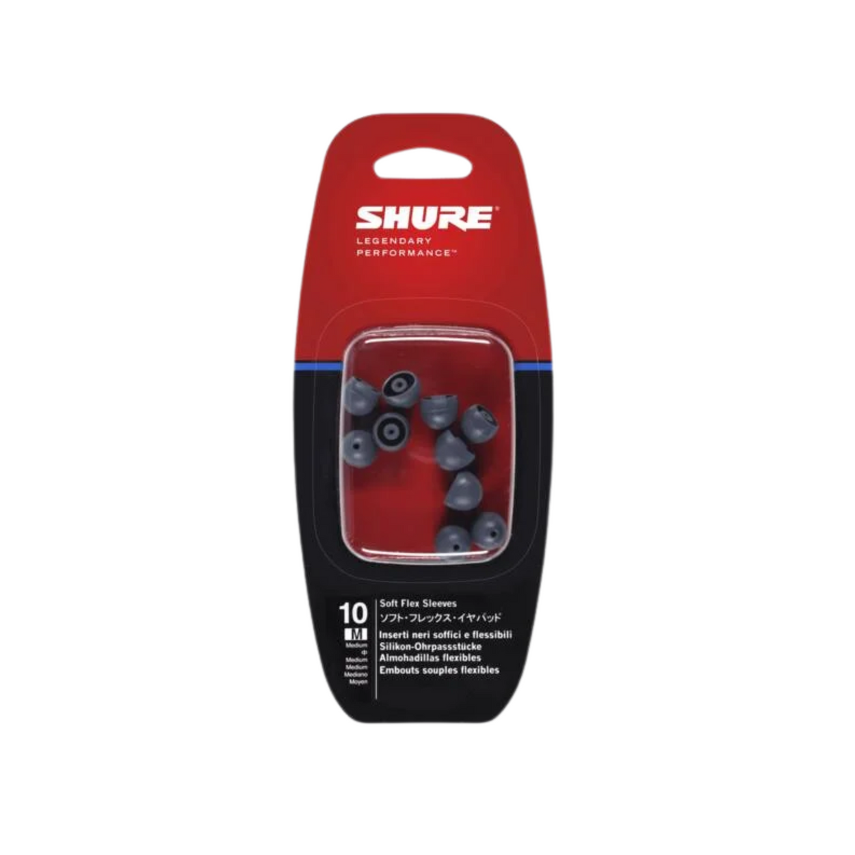 Shure soft flexible sleeves for SE115, SE215, SE315, SE425, SE535 (pack of 10), black, medium