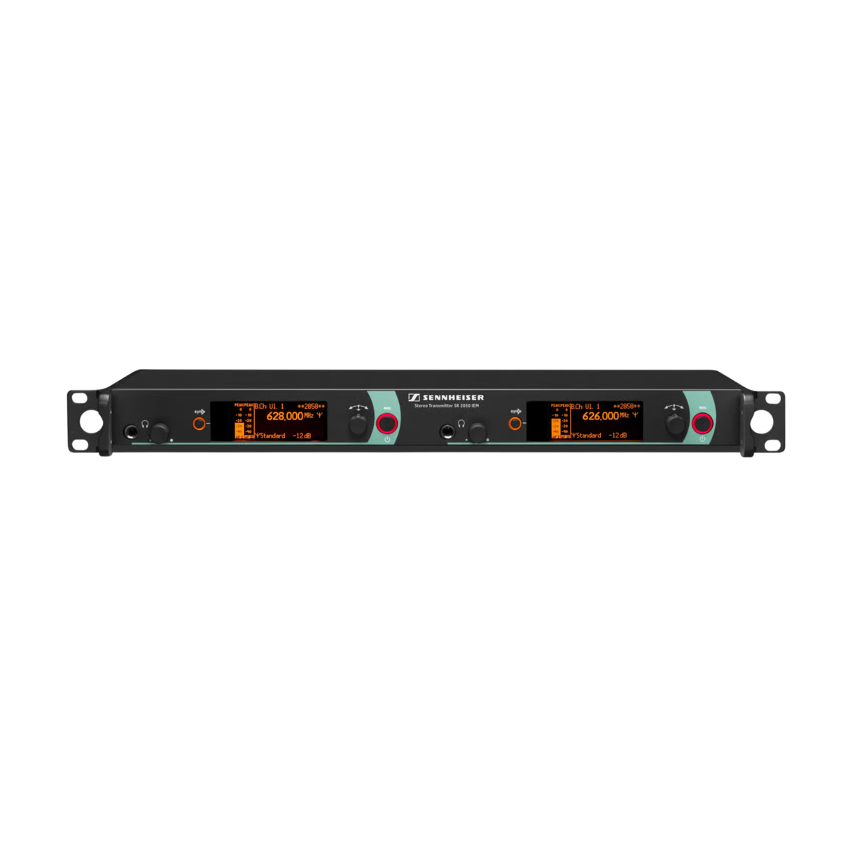 Sennheiser SR 2050 IEM-AW+ 2-channel stereo transmitter, HDX, Ethernet (WSM), 19"/1HE, 100-240 VAC