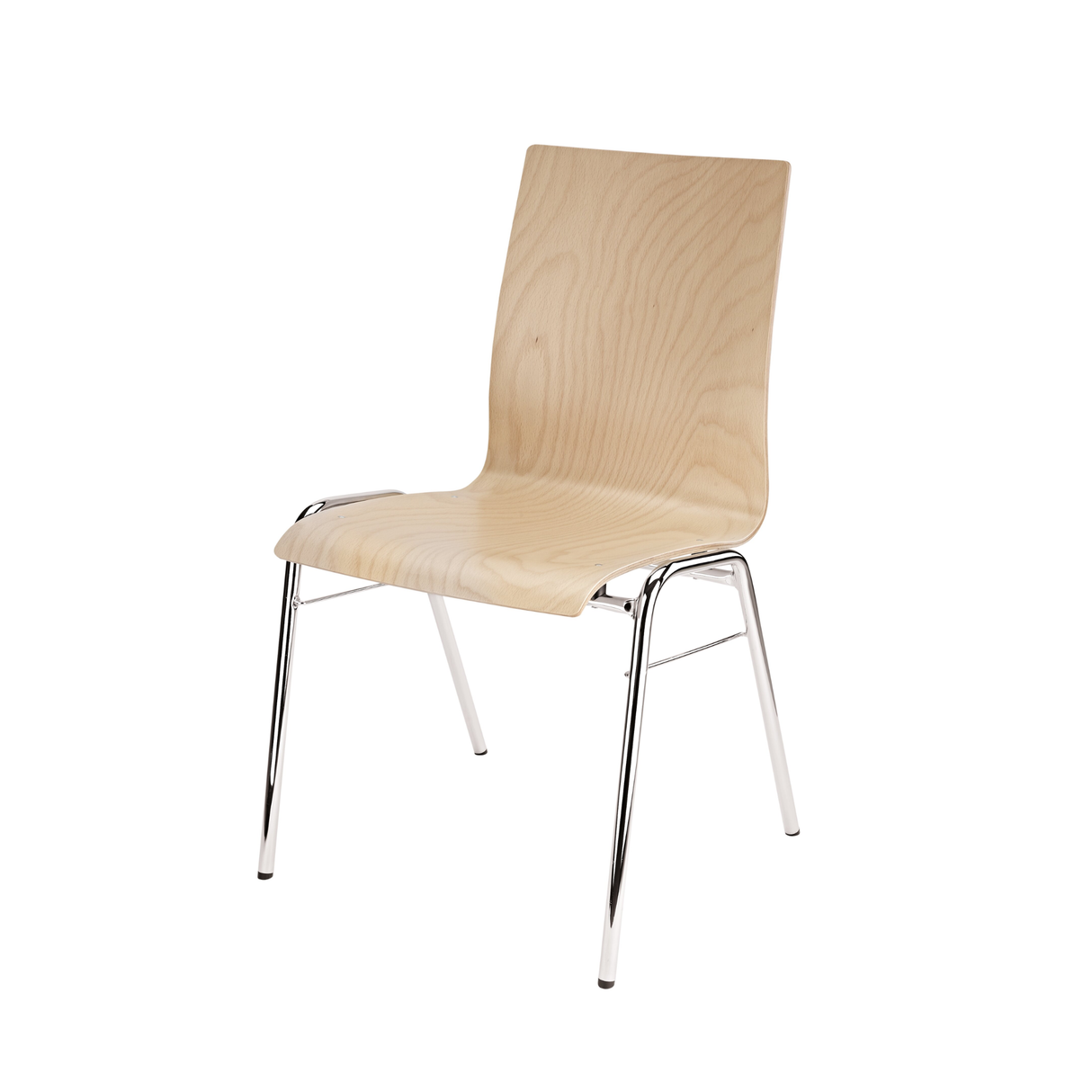 K&M 13400 stacking chair - legs chrome, seating beech wood natural