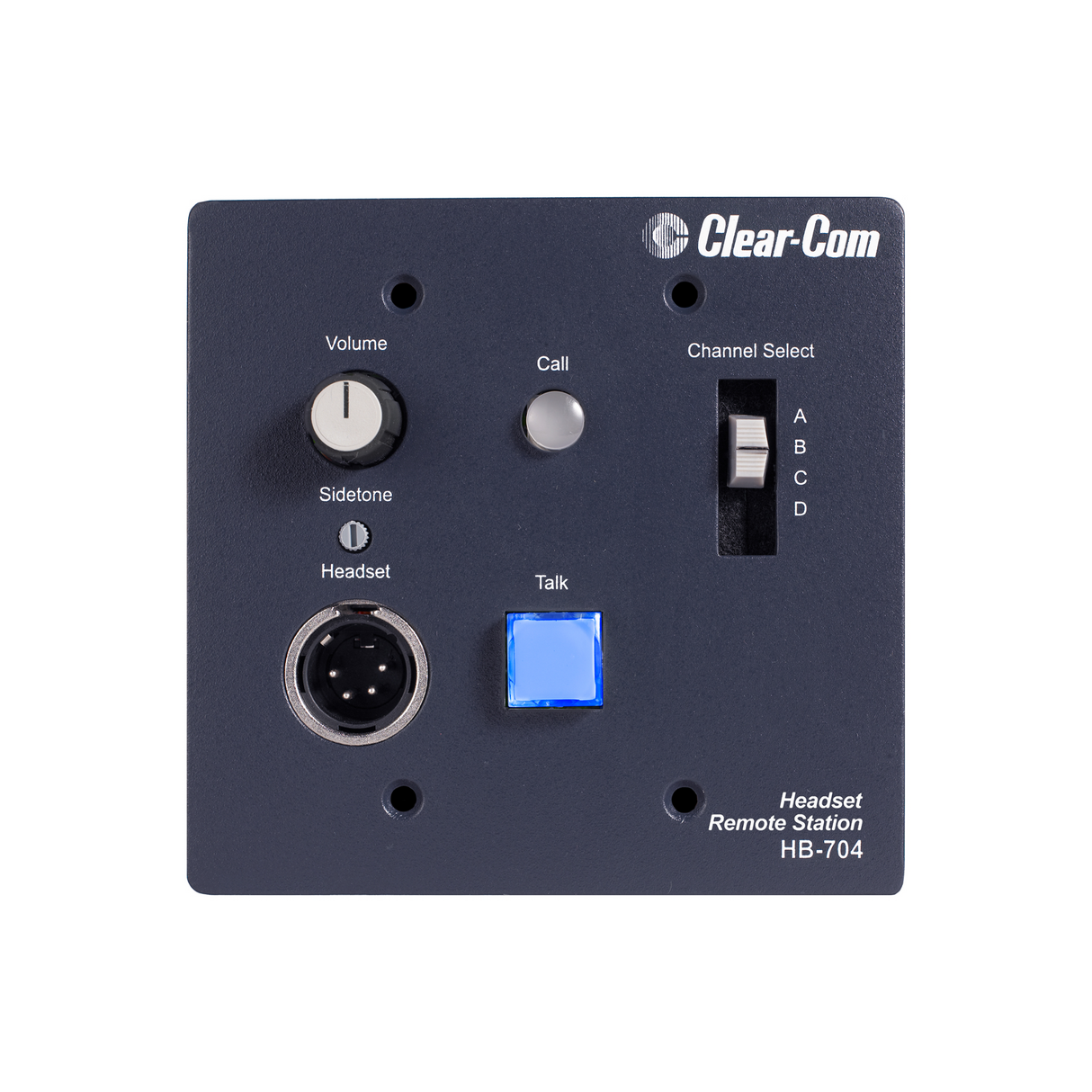 Clear-Com Encore Headset Station: 4Ch Switched, Flush Mount