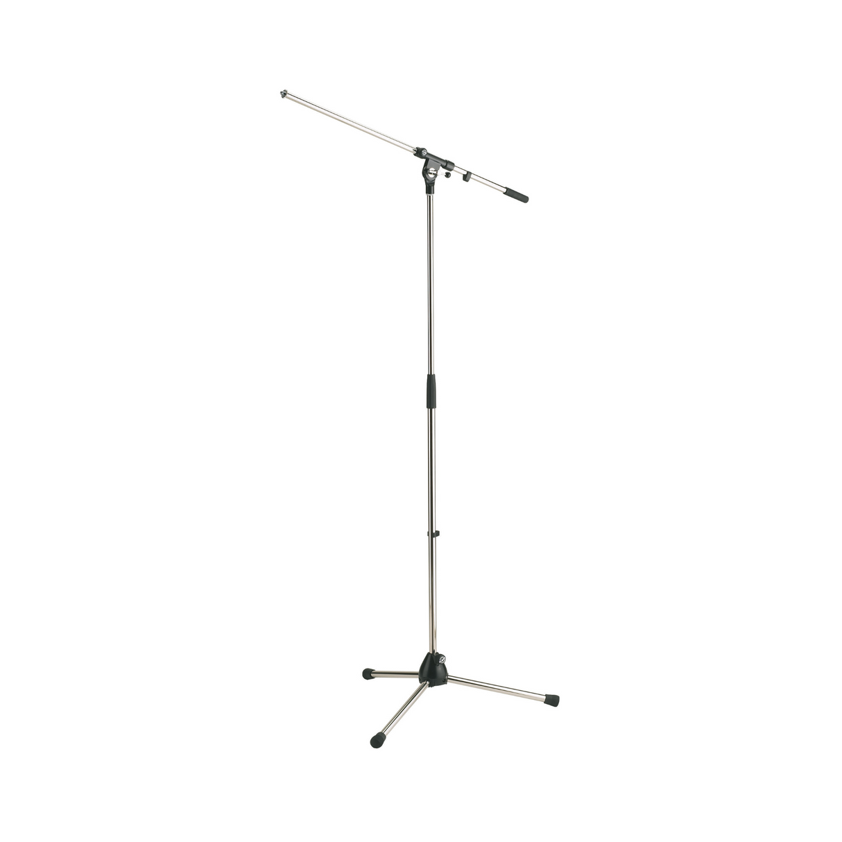 K&M 210/2 adjustable microphone stand with boom arm and t-bar, maximum height 1605mm, chrome