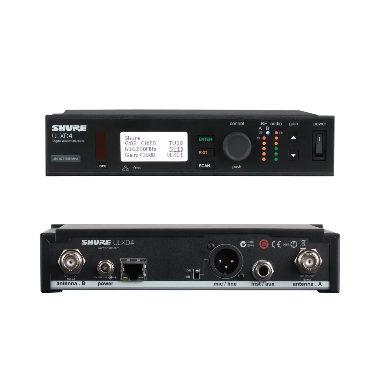 Shure ULXD4 Digital Wireless Receiver (534–598 MHz)