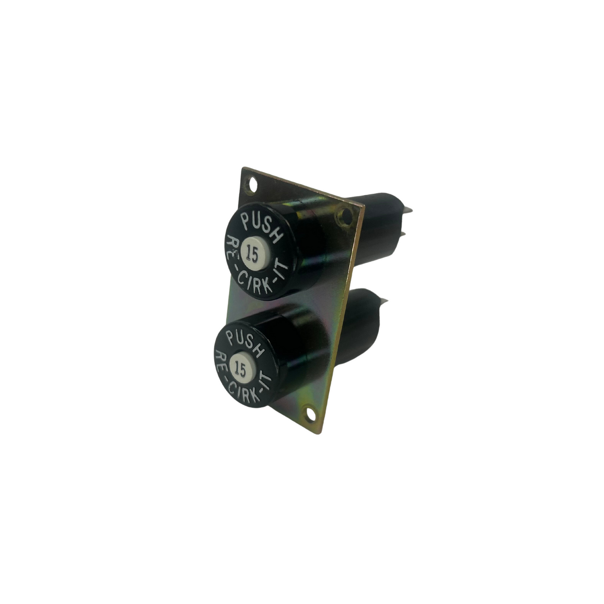Meyer Sound dual circuit breaker on metal plate, 15A