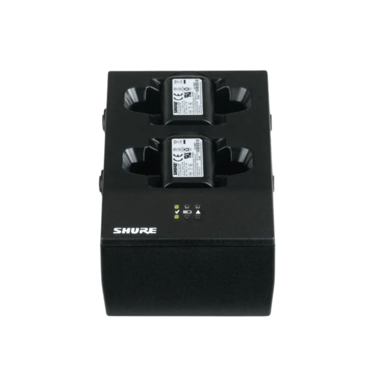 Shure dual docking battery/transmitter charger with PS45UK power supply; for ULXD, P9RA, P10R